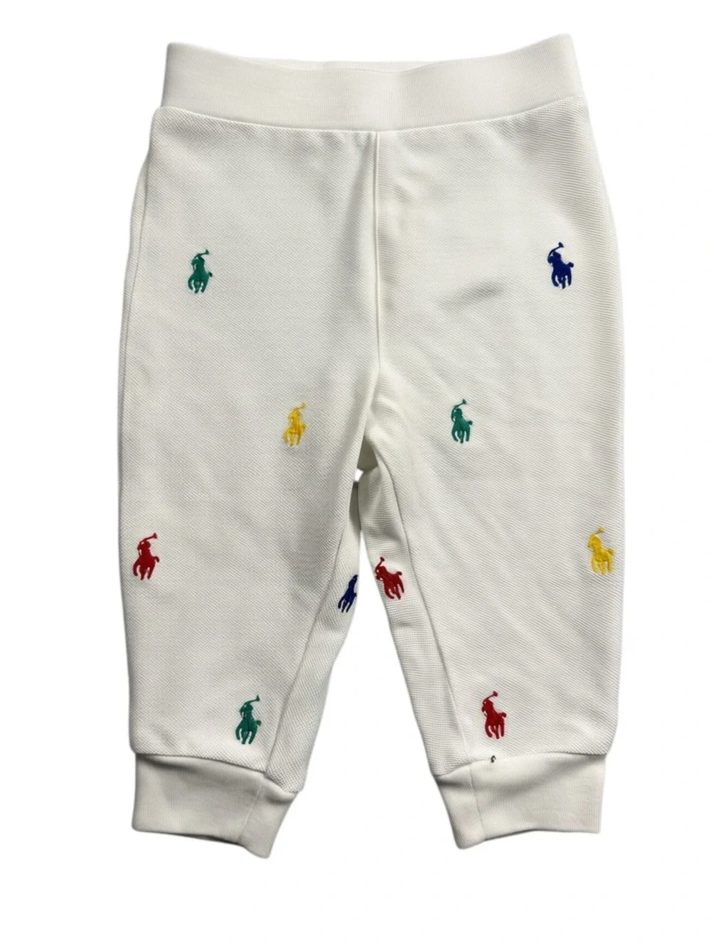 Ralph Lauren 9M Baby White Polo Pony Joggers 100% Cotton Designer Preppy